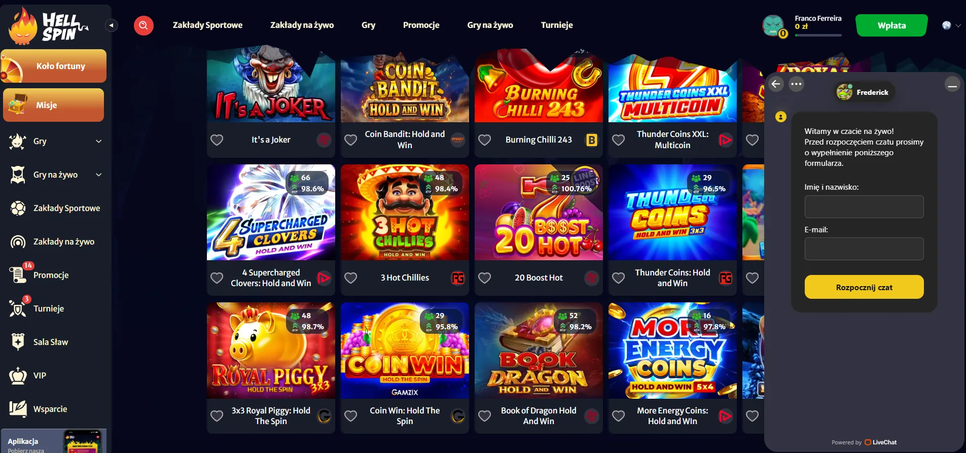 Obsługa klienta HellSpin Casino – czat na żywo